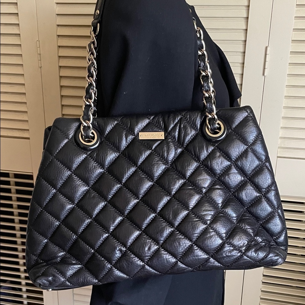 Kate Spade Black patent Quilted Shoulder Bag